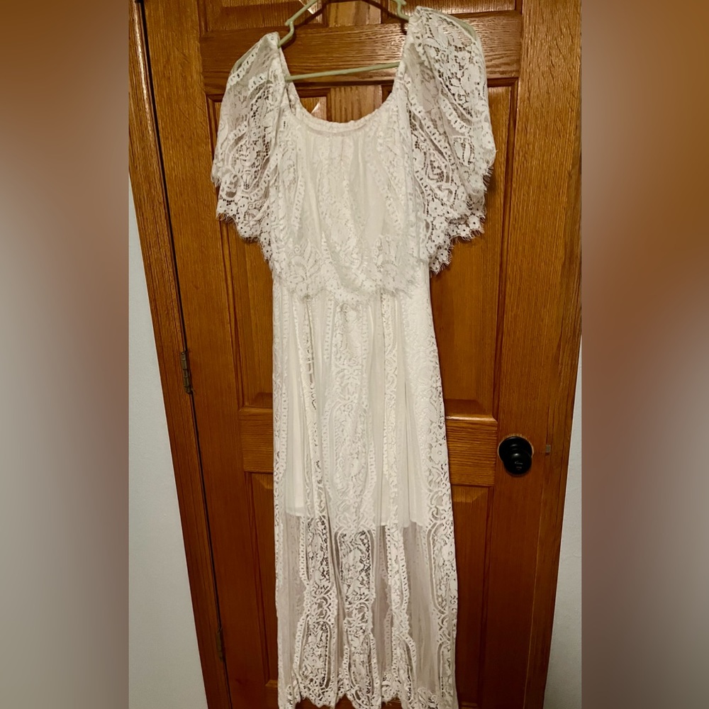 White off the shoulder maxi dress